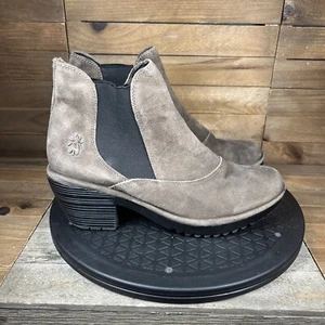 Fly London Suede Leather Goring Ankle Boots Wote Gray Womens US 9-9.5 - Picture 1 of 10