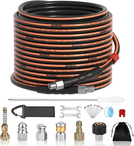 Sewer Jetter Kit for Pressure Washer, 1/4" NPT Corner Drain Cleaner Hose 5800 PS - Picture 1 of 7