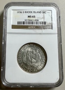 1936-S Rhode Island Commemorative Half Dollar NGC MS 65 - Picture 1 of 4