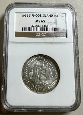 1936-S Rhode Island Commemorative Half Dollar NGC MS 65 - Image 1 of 4