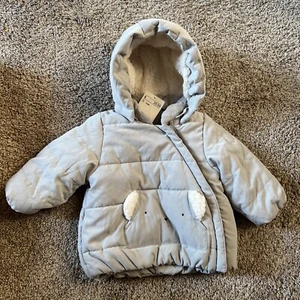 H&M Infant Boy Girl Bear Puffer Jacket Removable Hood Coat 4-6M NWT - Picture 1 of 4