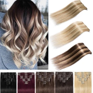 Dick Clip In Haar Extensions 100 Remy Echthaar Haarverlängerung Weft 40 50 60 CM - Bild 1 von 69