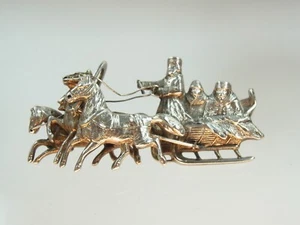 Broche antiguo de la Troika plata trenzado de tres trineos Rusia hecho a mano alrededor de 1900 - Imagen 1 de 13