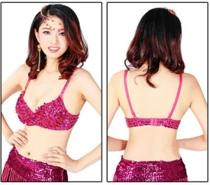 Sujetador Top Push Up Bralette Belly Rave Dances Ropa de club nocturno Mujeres Cuentas Lentejuelas Brillantes - Imagen 1 de 9