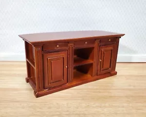 Dollhouse Kitchen Bar Island Large Walnut Finish 1:12 Scale Miniature Furniture - Picture 1 of 9