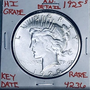 1925 S PEACE SILVER DOLLAR HI GRADE GENUINE U.S. MINT RARE KEY COIN 4236 - Picture 1 of 3