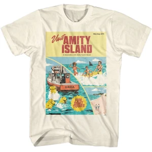 Jaws Visit Amity Island Fun Boat Men's T Shirt - Picture 1 of 3