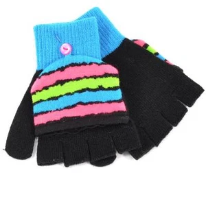 Guantes de invierno So Mercy niño niña azul negro sin dedos dúo talla única 1096 - Imagen 1 de 1
