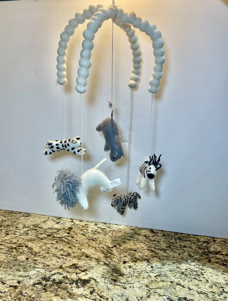Pottery Barn Baby Kids Felted Safari Animals Nursery  Crib Mobile RETIRED AS IS - Image 1 of 4