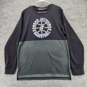 Kansas Jayhawks Sweatshirt Mens Large Adidas Long Sleeve Black Gray Aeroready - Picture 1 of 10