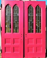 Original Antique 36” X 96” Double Stained Glass Entry Doors