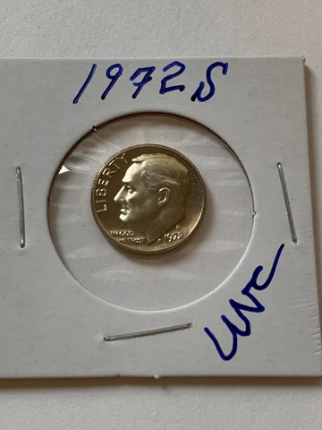1972-S Roosevelt Dime GEM PROOF San Francisco Mint USA 10c Cover