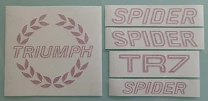 New 1980 Triumph TR7 SPIDER Complete 5 Piece Badge Decal Set Reflective Red - Picture 1 of 3