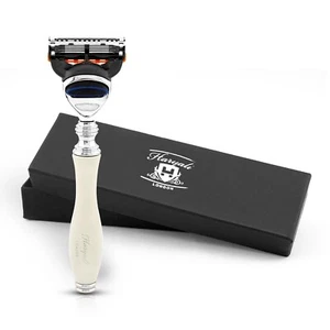 Maquinilla de afeitar ergonómica de 5 bordes para hombre, maquinilla de afeitar minimalista para mujer, maquinilla de afeitar facial corporal, marfil - Imagen 1 de 9