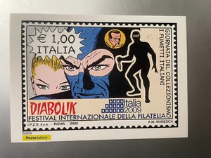 2019 Cartolina Filatelica Romics annullo su Francobollo Diabolik - Picture 1 of 2