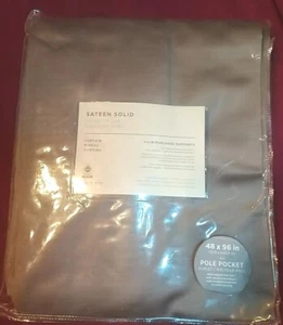 West Elm Sateen Solid  Curtain Grey 48 X 96in - Picture 1 of 4