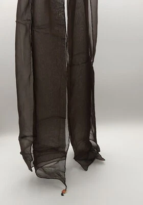 Bufanda de seda Vera vintage años 50 marrón transparente rectangular Japón mezcla de seda enrollada a mano Foto 1 de 4