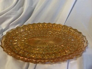 Jeannette Holiday Iridescent Marigold Carnival Oval 11.5" x 8" Serving Platter - Picture 1 of 4