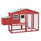 vidaXL Chicken Coop with Nest Box Red and White Solid Fir Wood Durable