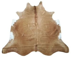 Extra Large Cowhide Rug Brown Beige Brazilian Cow Skin Rugs 7.5ft x 6.2ft - Picture 1 of 5