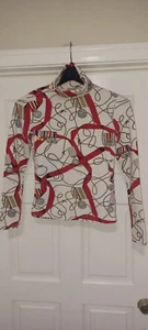 Authentic Burberry Womens Turtleneck Logo Size M Long Sleeve Shirt Rare Pattern - Picture 1 of 4