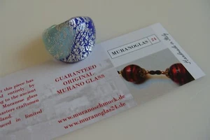 Ring from original Murano glass Jewelry UNIQUE Handmade multicolour Size 19 - Picture 1 of 8