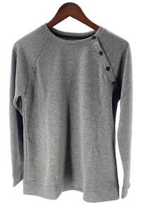 Cuddl Duds Quilted Knit Raglan Pullover Heather Grey - Picture 1 of 3