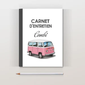 Carnet d'entretien Van Combi T2 rose et blanc - Photo 1/3
