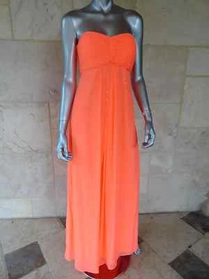 $238 Vestido AQUA Naranja Metálico Baile de graduación Sin Tirantes Semi-Formal Talla 8 Nuevo con Etiquetas Foto 1 de 4
