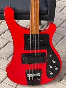 1986 Rickenbacker 4003 Fretless Bass in a rare Ferrari Red w/all Black Hardware - Picture 1 of 13