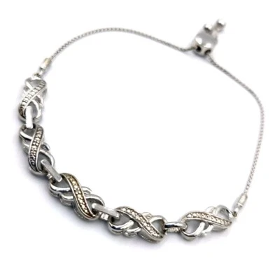 ZALE'S JEWELERS DIAMOND ACCENT DOUBLE INFINITY STERLING SILVER BOLO BRACELET - Image 1 of 4