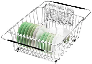 Large Sink Dish Drying Rack, Expandable 304 Stainless Steel Metal Dish Draine... - Picture 1 of 7