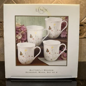 Lenox Bufferfly Meadow NOEL (Christmas Tree) MUGS New In box Set Of 4 - Picture 1 of 5