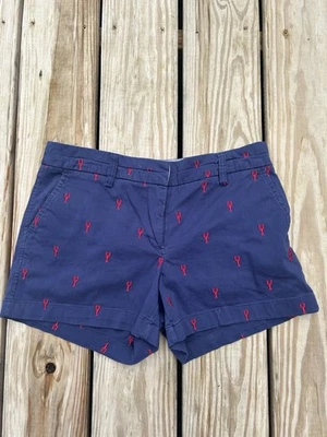 BRITISH KHAKI Lobster Embroidered Navy Khaki Chino Shorts Women's US 8 - Image 1 of 4
