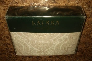 POLO RALPH LAUREN Beige Weiß Paisley DOPPELBETTLAKEN SET + KISSENBEZUG - BRANDNEU - Bild 1 von 6