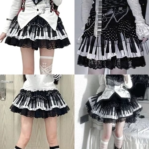 Stylish Piano Key Pattern Skirt Soft Lace Trim Cake Skirt For Sensitive Skin - Picture 1 of 13