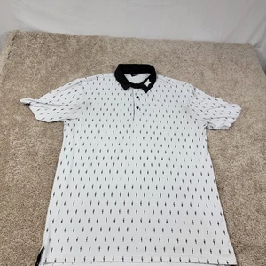PXG Golf Polo Shirt Mens Size White Black Cactus Print Short Sleeve - Picture 1 of 4