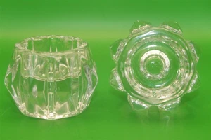 2 LEAD CRYSTAL TEA LIGHT HOLDER 1 3/4" TALL X 3" WIDE NO BOX (READ) - Picture 1 of 2