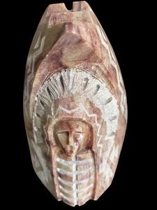 Vintage Alabaster Chief Head Sculpture 6"x3" Navajo Style Indigenous Carving - Picture 1 of 10