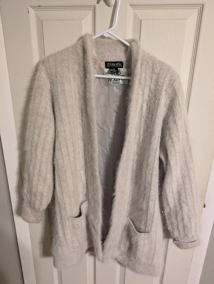 Venesha 80% angora fuzzy sweater coat - Image 1 of 4