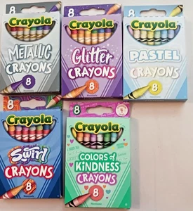 Nuove 5 Confezioni Pastelli Crayola Metallizzati Glitter Pastelli Vortice Gentilezza - Foto 1 di 2