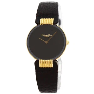 CHRISTIAN DIOR Bakira Watches 46.153 Gold Plated/Leather Ladies - Picture 1 of 24