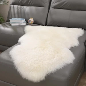 Genuine Sheepskin Rug, Cozy Soft Fluffy Shaggy Fur Wool Area Rug for Bedroom ... - Picture 1 of 9