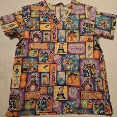 Cherokee Halloween womens size Large scrub top VGUC - Image 1 of 4
