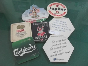 SETTE SOTTOBICCHIERI VINTAGE DA PUB BIRRA SKOL STELLA ARTOIS JUPILER BEER MATS - Picture 1 of 1