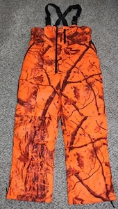 New CABELA'S Woodlands Blaze Orange Camo Insulated Waterproof Bibs Men's LARGE - Picture 1 of 14