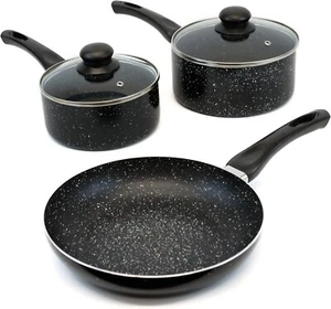 Set of 3 Non Stick Saucepans Cookware Induction Hob Cooking Pots Pan Kitchen UK - Picture 1 of 4