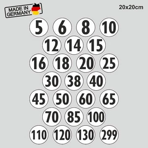 1x Geschwindigkeitsaufkleber km/h 20 cm ⌀ für Wohnwagen, Anhänger nach §58 STVZO - Bild 1 von 1