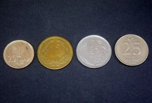 TURKIYE 25 Kurus Coins 4 Different Year and Design - 1945 / 1956 / 1974 / 2005 - Picture 1 of 10