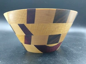Cuenco de madera Daniel Miller personalizado firmado por artista hecho a mano patrón de trabajo a piezas torneado - Imagen 1 de 6